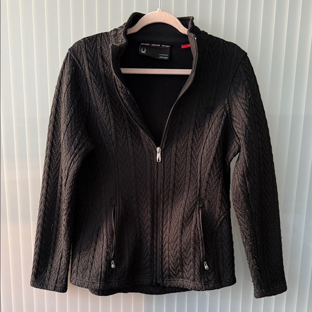 Spyder Black Cable Knit Utility Jacket